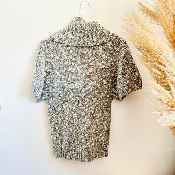NEW NORDSTROM KENSI $118 Cowl Neck Grey White Chunky Knit Short Sleeve Sweater S - Picture 8 of 15